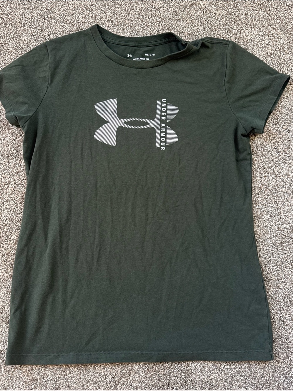 Under Armour The Classic Tee Womens Medium Forest Green Logo Short Sleeve EUC
